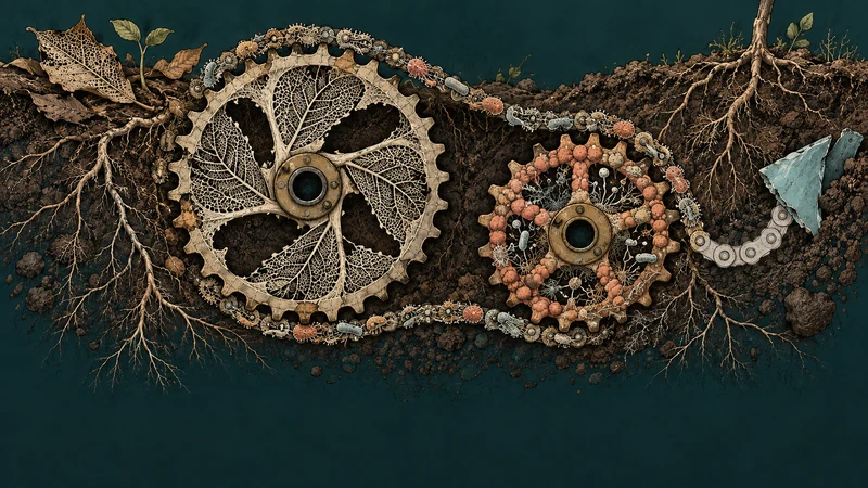 Leaf- and microbe-made chainrings share a partly unfinished chain.