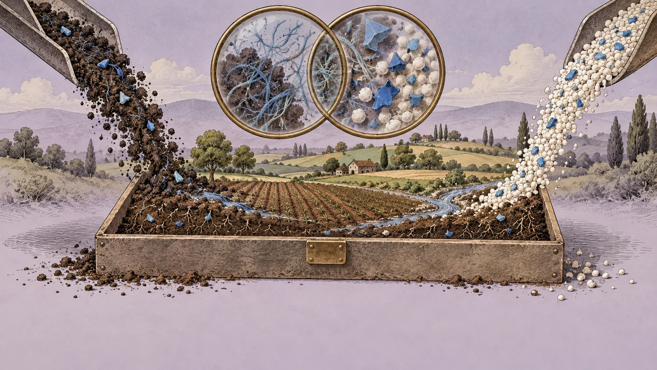 Two lenses reveal different particles in a field receiving mixed inputs.