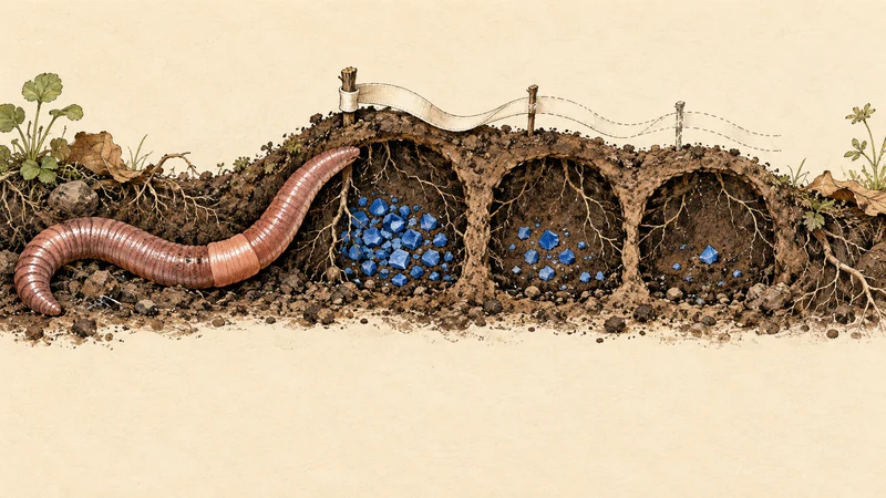 A reported boundary extends as an unfinished line across soils with different particle loads.